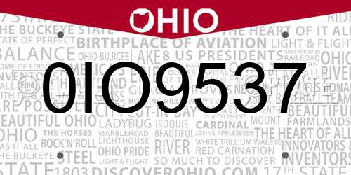 0IO9537 Ohio License Plate