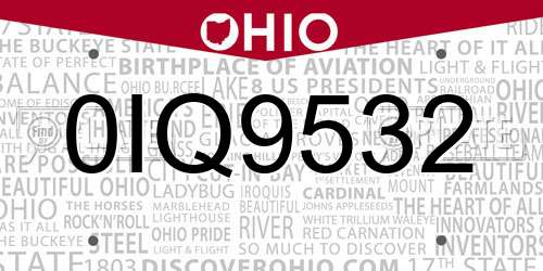 0IQ9532 Ohio License Plate