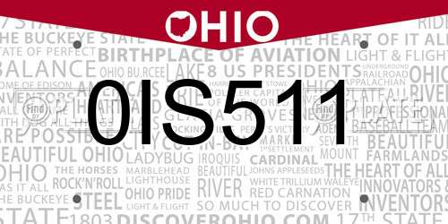 0IS511 Ohio License Plate