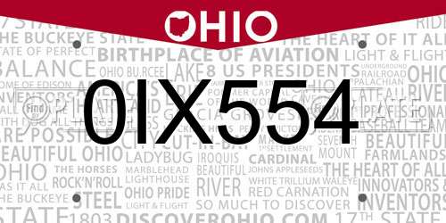 0IX554 Ohio License Plate