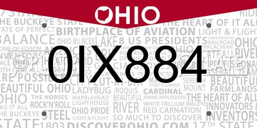 0IX884 Ohio License Plate