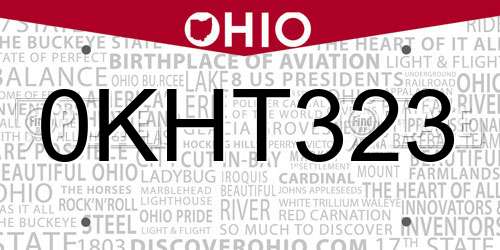 0KHT323 Ohio License Plate