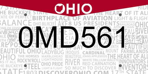 0MD561 Ohio License Plate