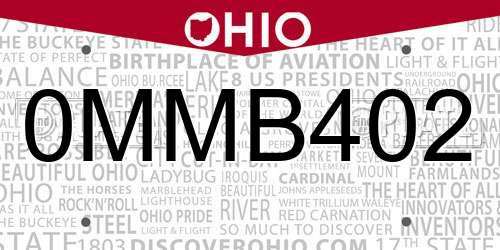 0MMB402 Ohio License Plate