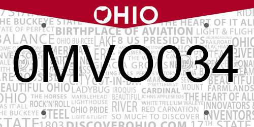 0MVO034 Ohio License Plate
