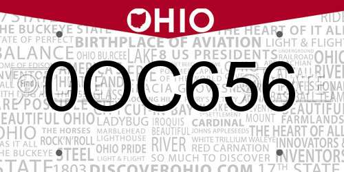 0OC656 Ohio License Plate