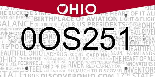 0OS251 Ohio License Plate