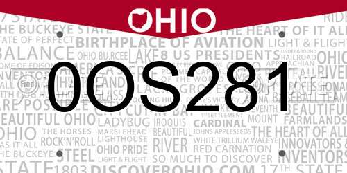 0OS281 Ohio License Plate