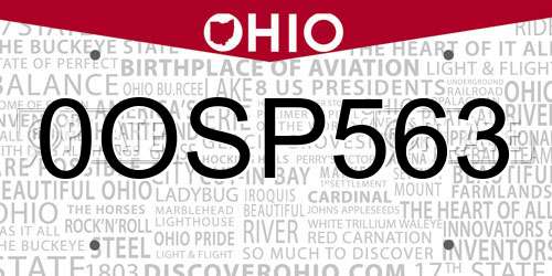 0OSP563 Ohio License Plate