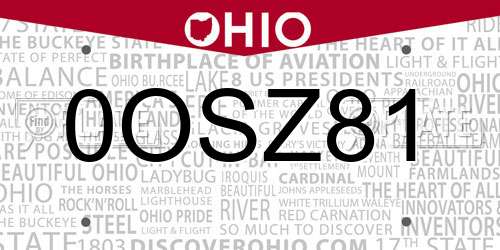 0OSZ81 Ohio License Plate