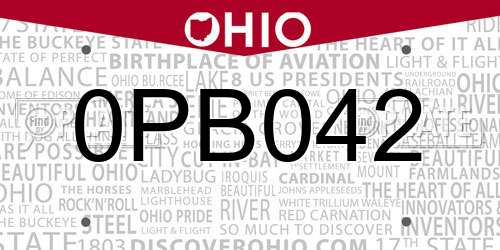 0PB042 Ohio License Plate