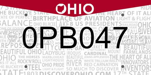 0PB047 Ohio License Plate
