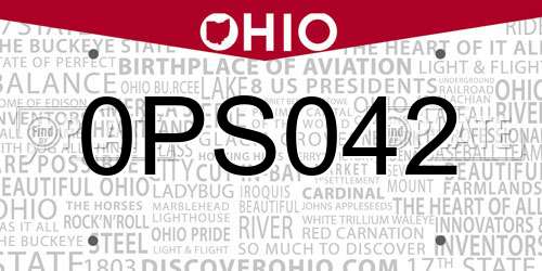 0PS042 Ohio License Plate