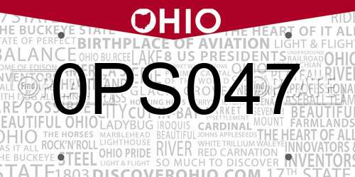 0PS047 Ohio License Plate