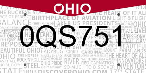 0QS751 Ohio License Plate