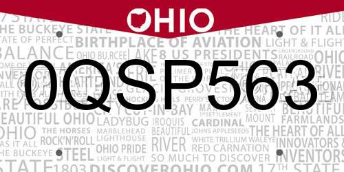 0QSP563 Ohio License Plate