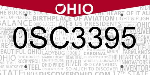 0SC3395 Ohio License Plate
