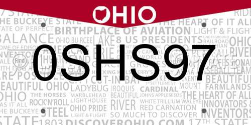 0SHS97 Ohio License Plate
