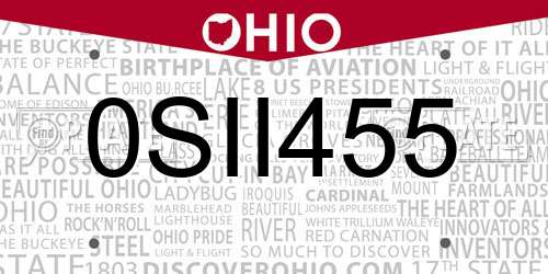 0SII455 Ohio License Plate