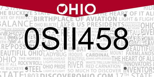 0SII458 Ohio License Plate