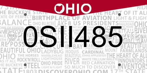 0SII485 Ohio License Plate