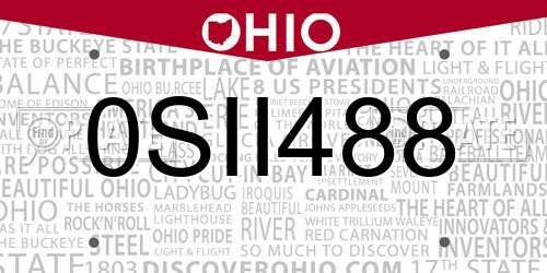 0SII488 Ohio License Plate