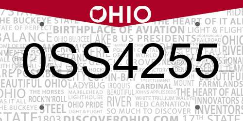 0SS4255 Ohio License Plate