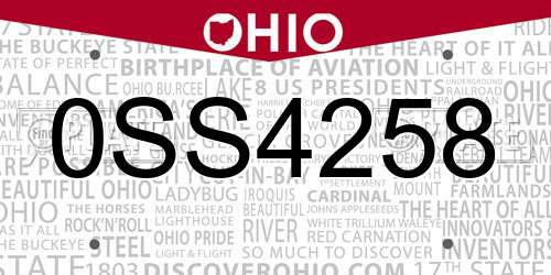 0SS4258 Ohio License Plate