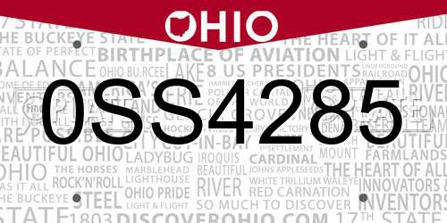 0SS4285 Ohio License Plate