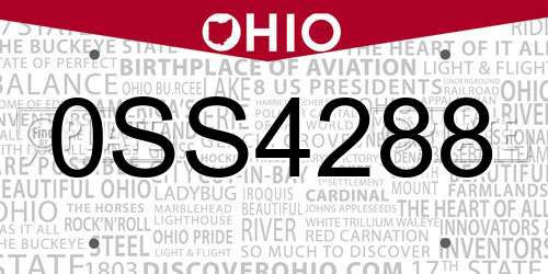 0SS4288 Ohio License Plate