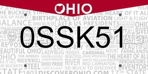 0SSK51 Ohio License Plate