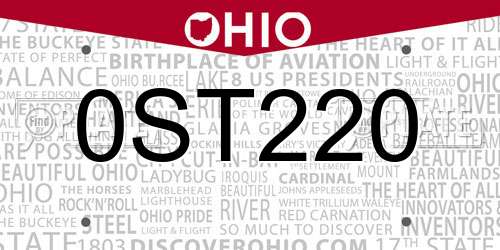 0ST220 Ohio License Plate