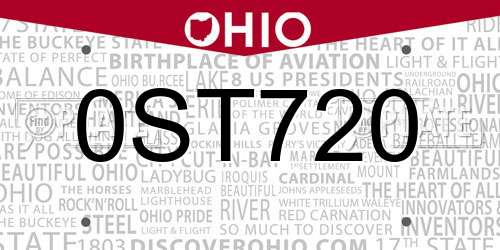 0ST720 Ohio License Plate