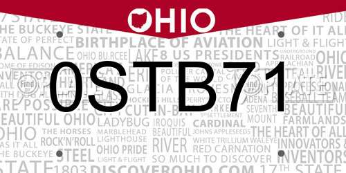 0STB71 Ohio License Plate