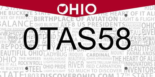 0TAS58 Ohio License Plate