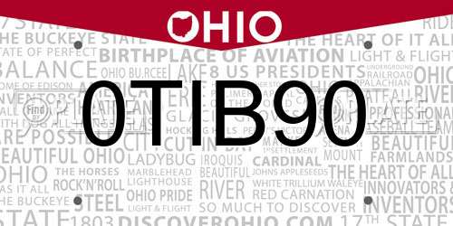 0TIB90 Ohio License Plate