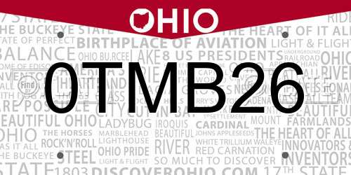 0TMB26 Ohio License Plate