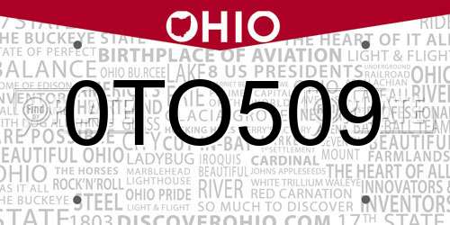 0TO509 Ohio License Plate
