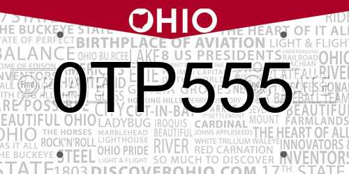 0TP555 Ohio License Plate