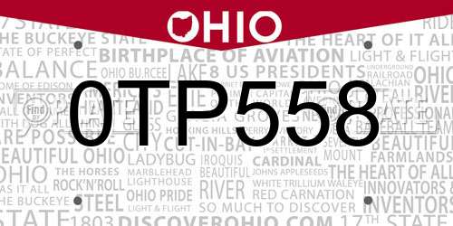 0TP558 Ohio License Plate