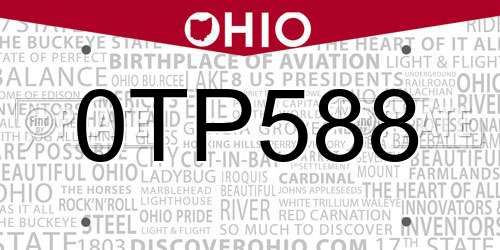 0TP588 Ohio License Plate