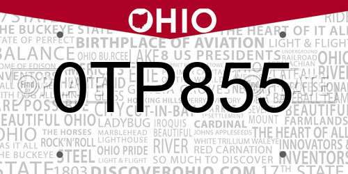 0TP855 Ohio License Plate