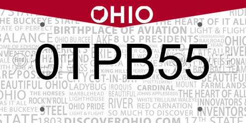 0TPB55 Ohio License Plate