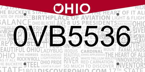 0VB5536 Ohio License Plate