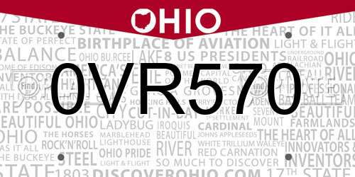 0VR570 Ohio License Plate