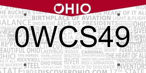 0WCS49 Ohio License Plate