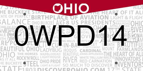 0WPD14 Ohio License Plate