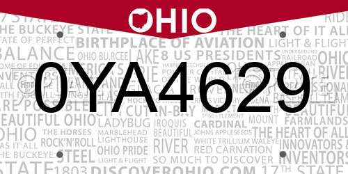 0YA4629 Ohio License Plate