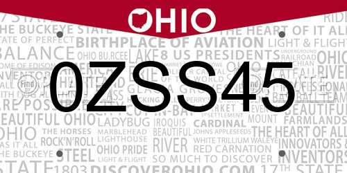 0ZSS45 Ohio License Plate