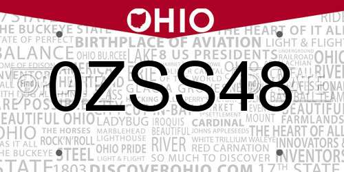 0ZSS48 Ohio License Plate